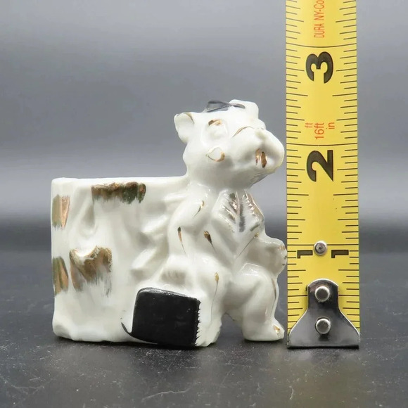 Vintage Toothpick Holder Porcelain Donkey Horse Motif Made In Japan Gold - Picture 3 of 5